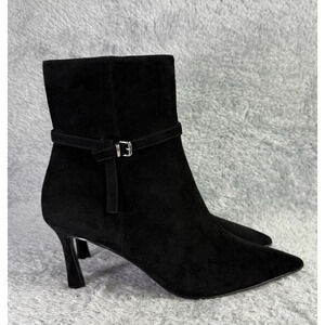 Steve Madden Layan Ankle Boot Women's Black Suede Size 11 Pointed Toe Bootie